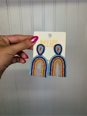 Kaylee New York Multicolor Beaded Rainbow Drop Earrings for